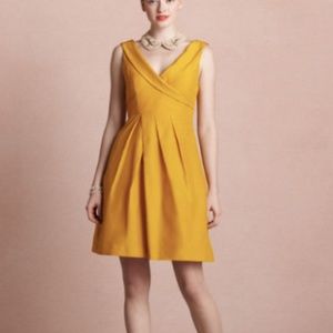BHLDN Anthropologie mustard yellow wrap dress